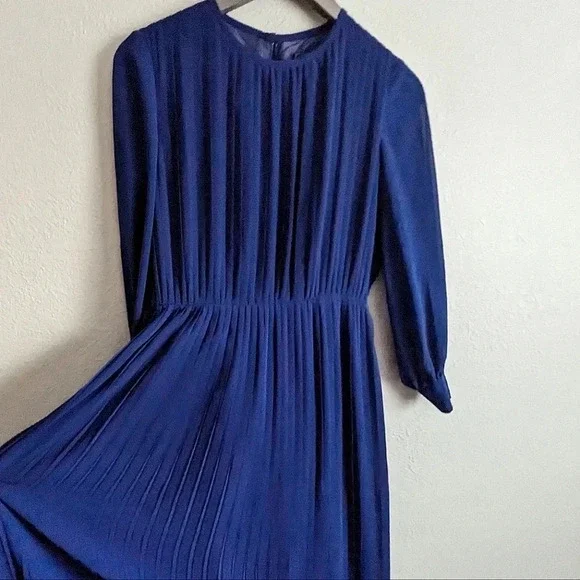 Vintage Pleated Chiffon Dress- Japanese- Robe de Command- Floor length Georgette - Picture 14 of 16